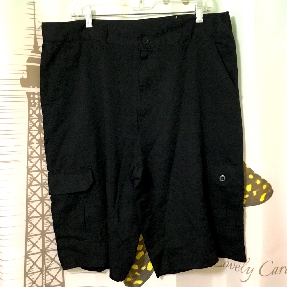 Street Rules ~ Men’s Cargo Shorts Black Size 38 with 6 Pockets